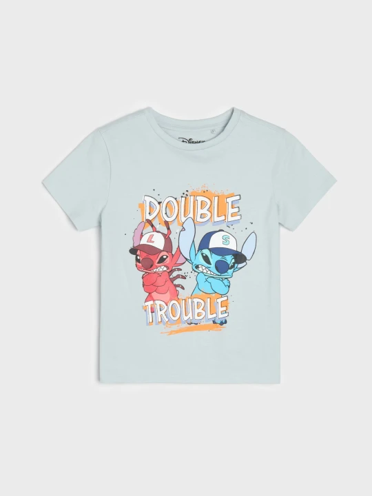 Zdjęcie produktu Sinsay - Bawełniana koszulka z nadrukiem Stitch - szary