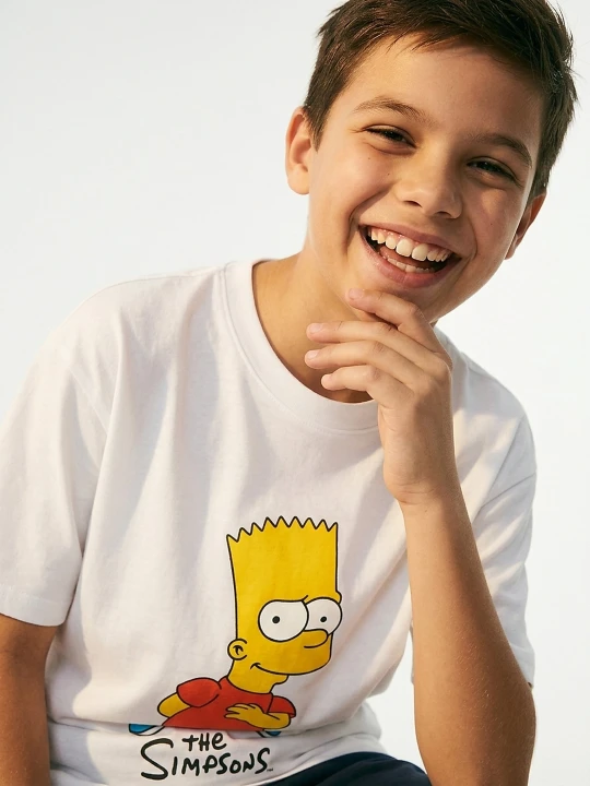 Zdjęcie produktu Sinsay - Bawełniana koszulka z nadrukiem The Simpsons - kremowy