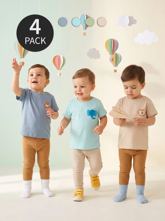 Zdjęcie produktu Sinsay - Bawełniana koszulki z motywem zwierząt 4 pack - szary