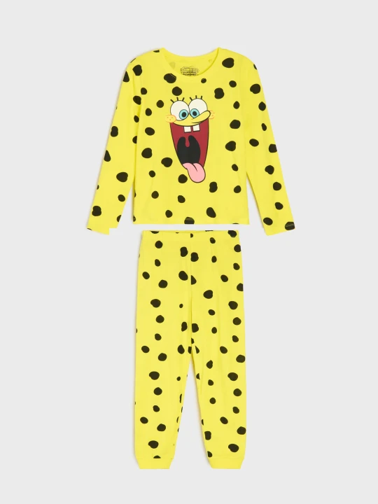 Zdjęcie produktu Sinsay - Bawełniana piżama dwuczęściowa SpongeBob - żółty