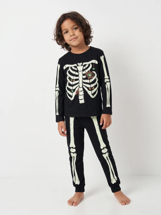 Zdjęcie produktu Sinsay - Bawełniana piżama dwuczęściowa z motywem halloweenowym - czarny