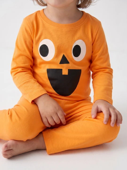 Zdjęcie produktu Sinsay - Bawełniana piżama dwuczęściowa z motywem halloweenowym - pomarańczowy