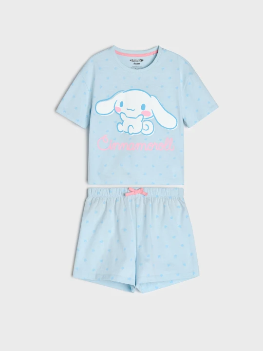 Zdjęcie produktu Sinsay - Bawełniana piżama dwuczęściowa z nadrukiem Cinnamoroll - błękitny