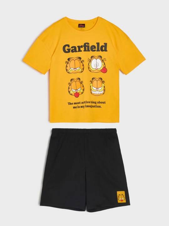 Zdjęcie produktu Sinsay - Bawełniana piżama dwuczęściowa z nadrukiem Garfield - pomarańczowy