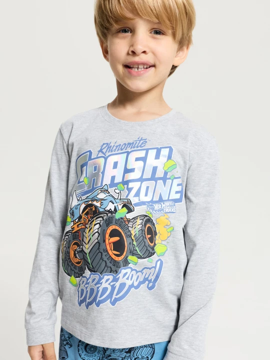 Zdjęcie produktu Sinsay - Bawełniana piżama dwuczęściowa z nadrukiem Hot Wheels - niebieski