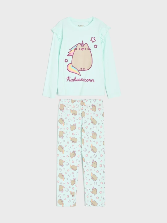Zdjęcie produktu Sinsay - Bawełniana piżama dwuczęściowa z nadrukiem Pusheen the Cat - niebieski