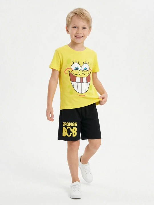 Zdjęcie produktu Sinsay - Bawełniana piżama dwuczęściowa z nadrukiem SpongeBob - żółty