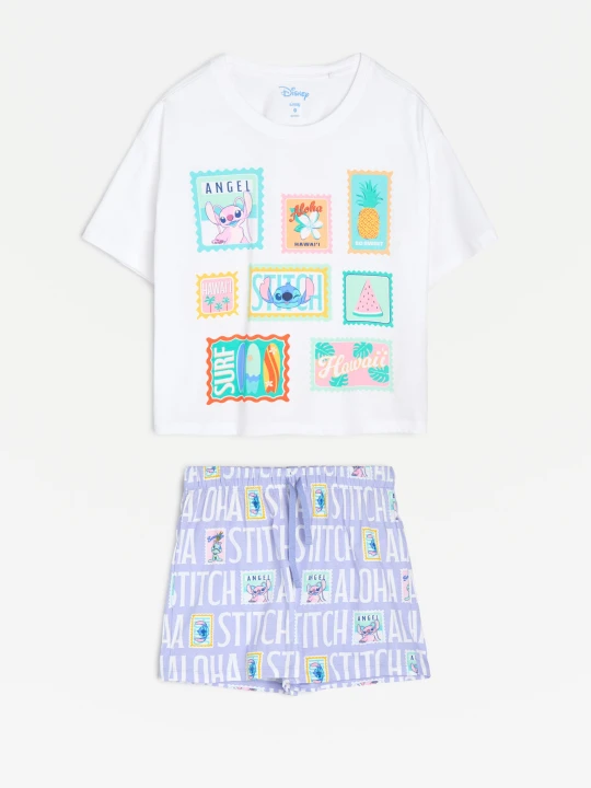 Zdjęcie produktu Sinsay - Bawełniana piżama dwuczęściowa z nadrukiem Stitch - biały