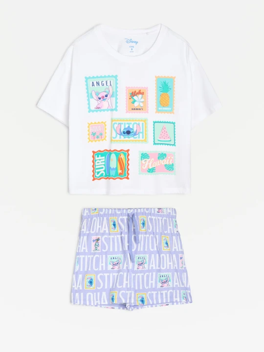 Zdjęcie produktu Sinsay - Bawełniana piżama dwuczęściowa z nadrukiem Stitch - biały