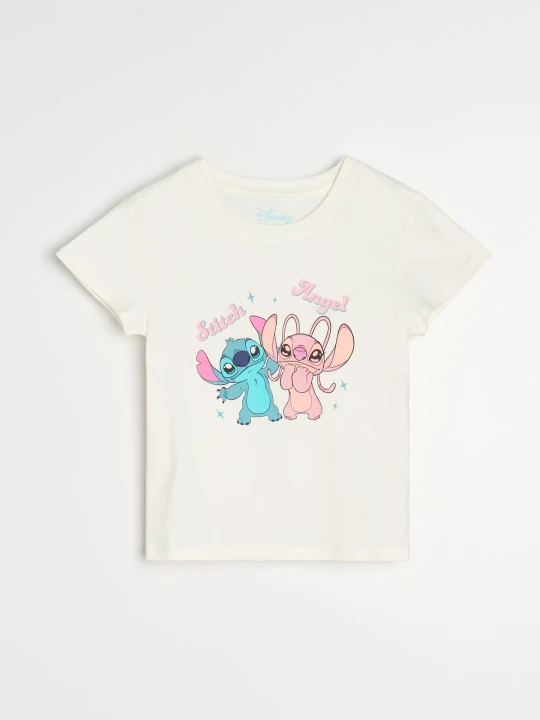 Zdjęcie produktu Sinsay - Bawełniana piżama dwuczęściowa z nadrukiem Stitch - kremowy