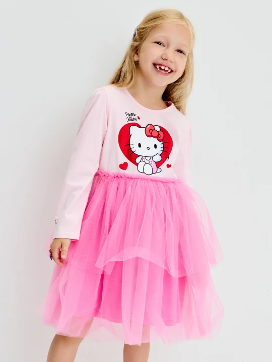 Zdjęcie produktu Sinsay - Bawełniana sukienka mini z tiulem Hello Kitty - wielobarwny