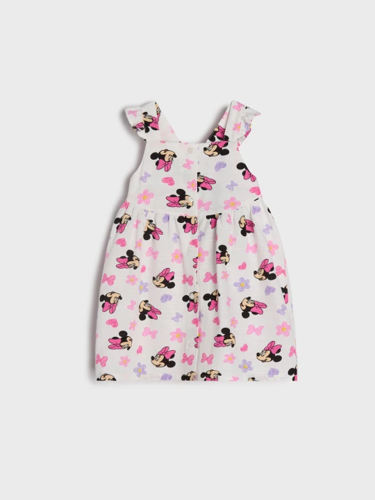 Zdjęcie produktu Sinsay - Bawełniana sukienka na ramiączkach z falbanami Minnie Mouse - kremowy