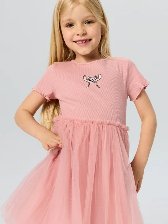 Zdjęcie produktu Sinsay - Bawełniana sukienka z tiuowym dołem z haftem Stitch - fioletowy