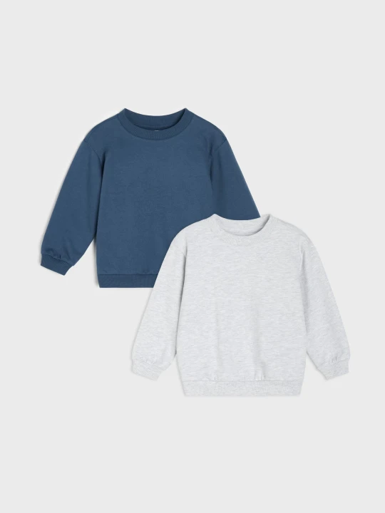 Zdjęcie produktu Sinsay - Bawełniane bluzy crewneck 2 pack - granatowy