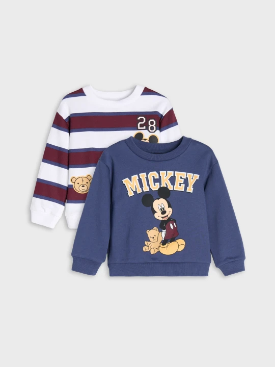 Zdjęcie produktu Sinsay - Bawełniane bluzy crewneck 2 pack Mickey Mouse - kremowy