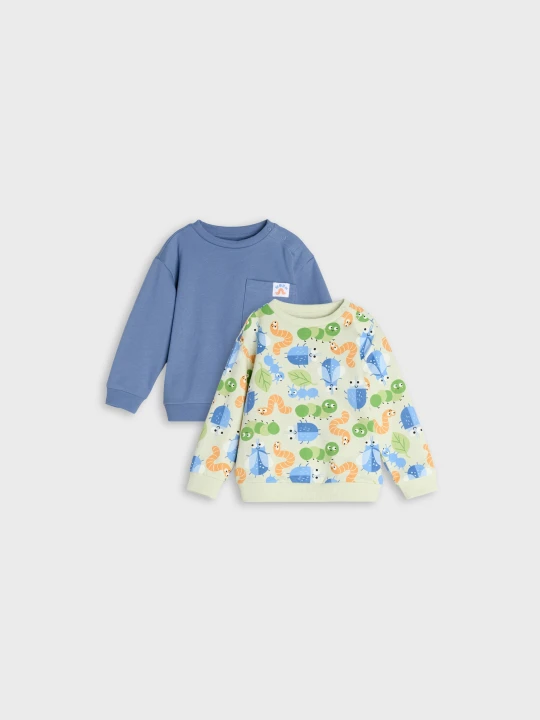 Zdjęcie produktu Sinsay - Bawełniane bluzy crewneck 2 pack - mid blue