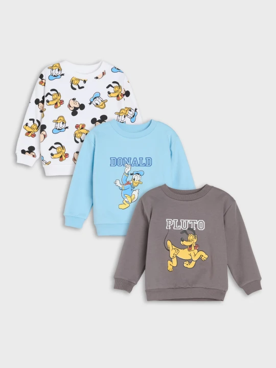 Zdjęcie produktu Sinsay - Bawełniane bluzy crewneck Disney 3 pack - niebieski