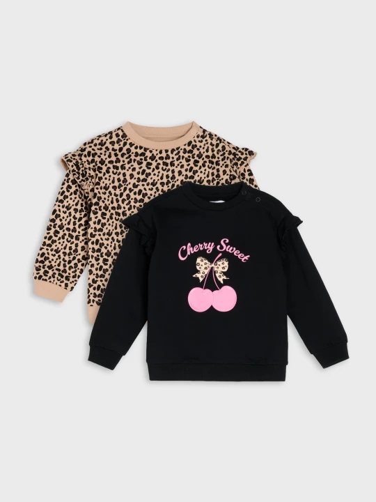 Zdjęcie produktu Sinsay - Bawełniane bluzy crewneck z motywem panterki 2 pack - czarny