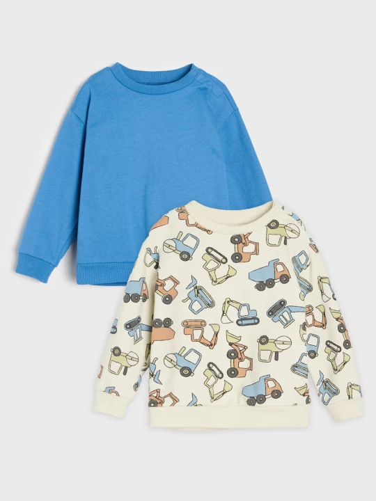 Zdjęcie produktu Sinsay - Bawełniane bluzy crewneck z motywem pojazdów 2 pack - szary
