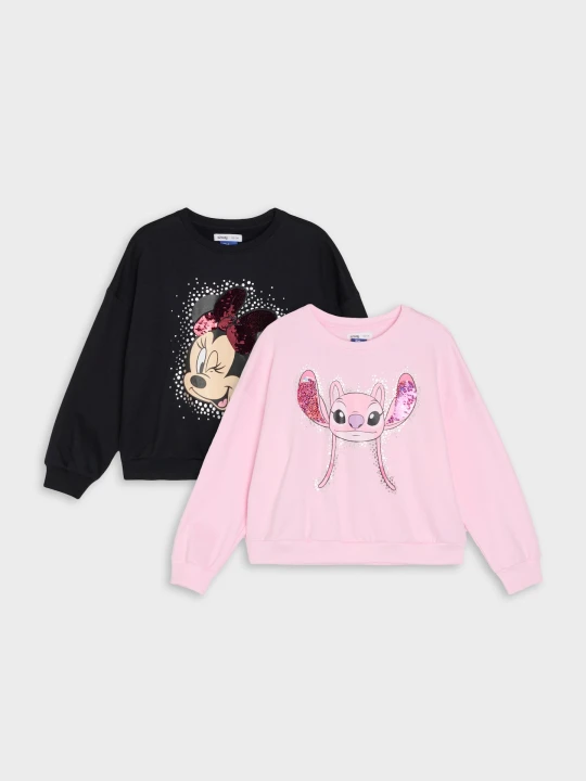 Zdjęcie produktu Sinsay - Bawełniane bluzy crewneck z nadrukiem 2 pack Disney - wielobarwny