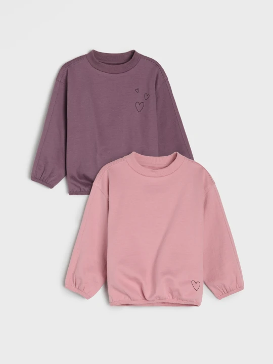 Zdjęcie produktu Sinsay - Bawełniane bluzy crewneck z nadrukiem 2 pack - fioletowy