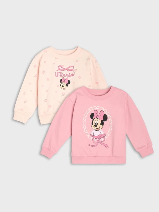 Zdjęcie produktu Sinsay - Bawełniane bluzy crewneck z nadrukiem 2 pack Minnie Mouse - kremowy