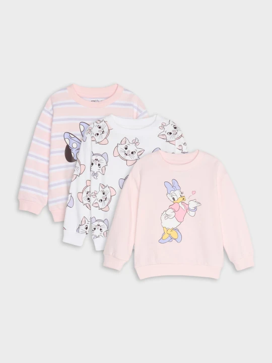 Zdjęcie produktu Sinsay - Bawełniane bluzy crewneck z nadrukiem 3 pack Disney - różowy