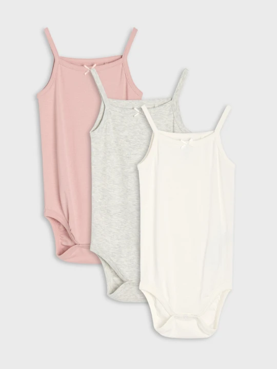 Zdjęcie produktu Sinsay - Bawełniane body na ramiączkach 3 pack - kremowy