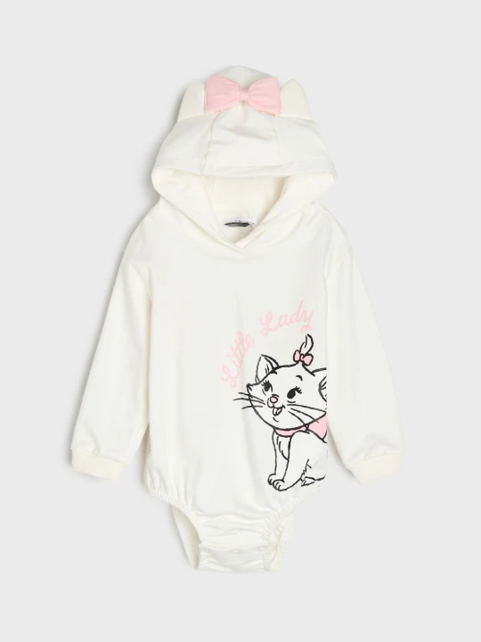Zdjęcie produktu Sinsay - Bawełniane body z kapturem, kokardą i uszkami The Aristocats - kremowy