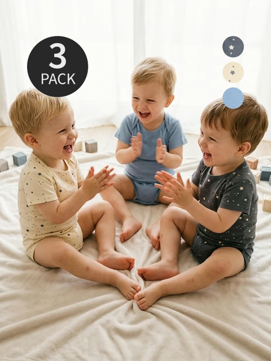 Zdjęcie produktu Sinsay - Bawełniane body z motywem gwiazdek 3 pack - niebieski