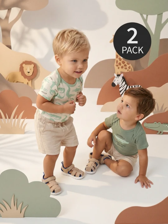 Zdjęcie produktu Sinsay - Bawełniane body z motywem krokodyli 2 pack - zielony