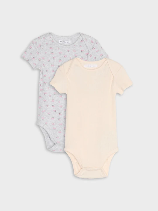 Zdjęcie produktu Sinsay - Bawełniane body z motywem kwiatowym 2 pack - szary