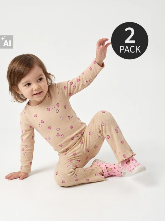 Zdjęcie produktu Sinsay - Bawełniane body z motywem serc 2 pack - beżowy