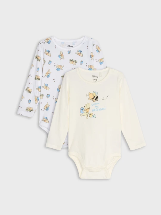 Zdjęcie produktu Sinsay - Bawełniane body z motywem Winnie the Pooh 2 pack - kremowy