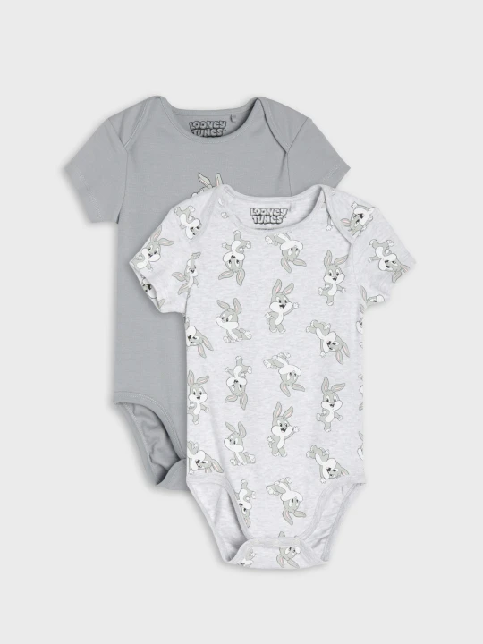 Zdjęcie produktu Sinsay - Bawełniane body z nadrukiem 2 pack Looney Tunes - szary