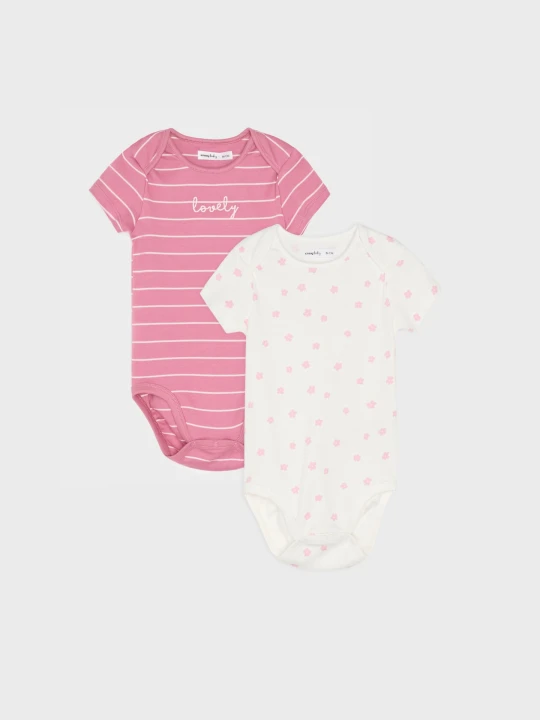 Zdjęcie produktu Sinsay - Bawełniane body z nadrukiem 2 pack - różowy
