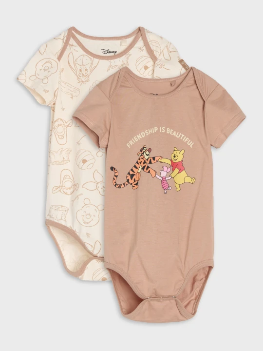 Zdjęcie produktu Sinsay - Bawełniane body z nadrukiem 2 pack Winnie the Pooh - beżowy