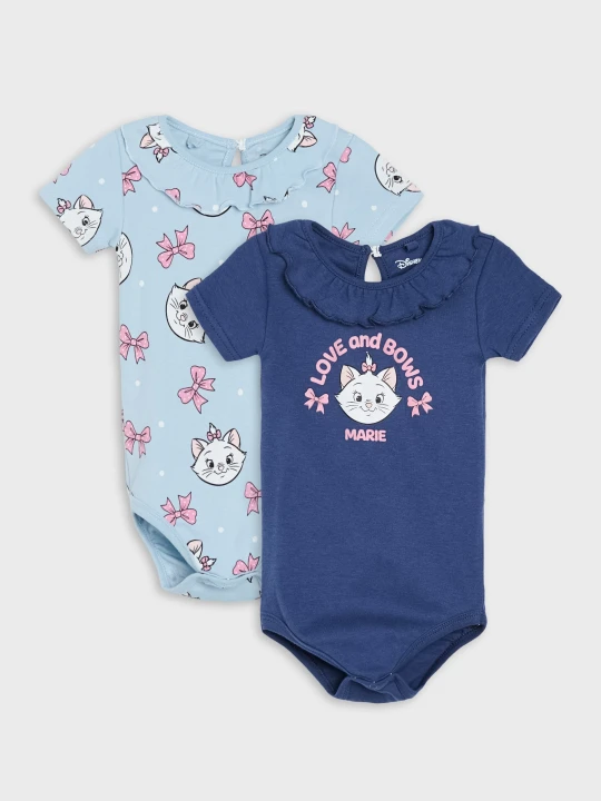 Zdjęcie produktu Sinsay - Bawełniane body z nadrukiem i ozdobnym kołnierzykiem 2 pack Marie - mid blue