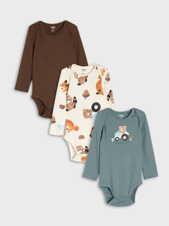 Zdjęcie produktu Sinsay - Bawełniane body z nadrukiem pojazdów 3 pack - wielobarwny