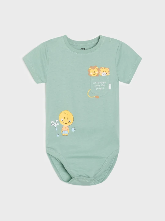 Zdjęcie produktu Sinsay - Bawełniane body z nadrukiem Mini Smiley® - zielony