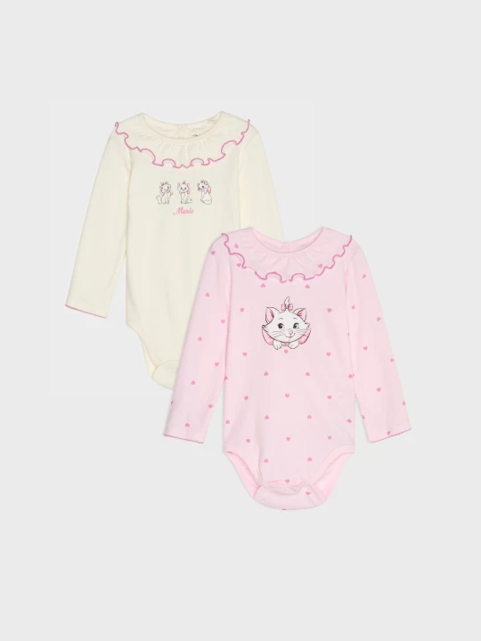 Zdjęcie produktu Sinsay - Bawełniane body z ozdobnym kołnierzykiem i motywem Marie 2 pack - szary