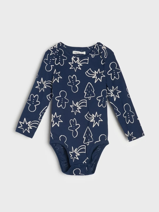 Zdjęcie produktu Sinsay - Bawełniane body ze wzorem świątecznym - granatowy