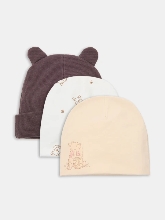 Zdjęcie produktu Sinsay - Bawełniane czapki Winnie the Pooh 3 pack - wielobarwny