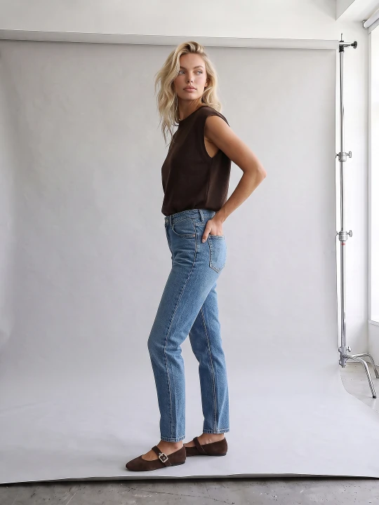 Zdjęcie produktu Sinsay - Bawełniane jeansy mom fit comfort z efektem sprania - niebieski