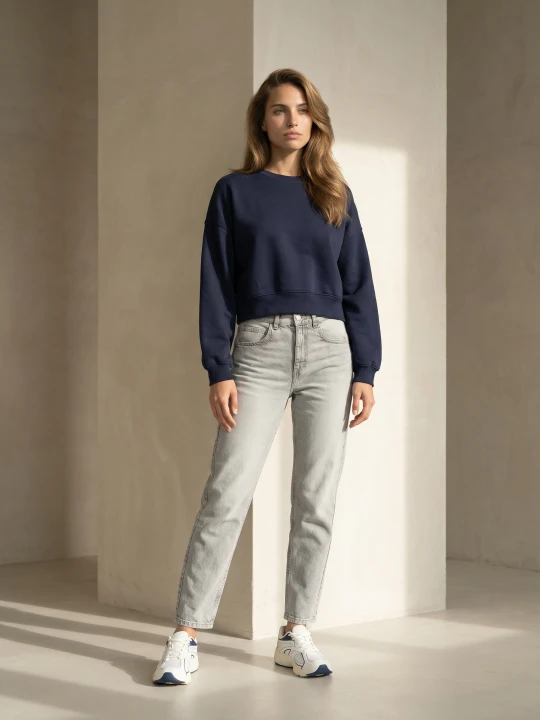 Zdjęcie produktu Sinsay - Bawełniane jeansy mom fit comfort z efektem sprania - szary