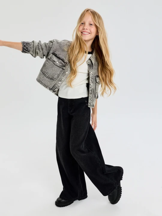 Zdjęcie produktu Sinsay - Bawełniane jeansy wide leg - czarny