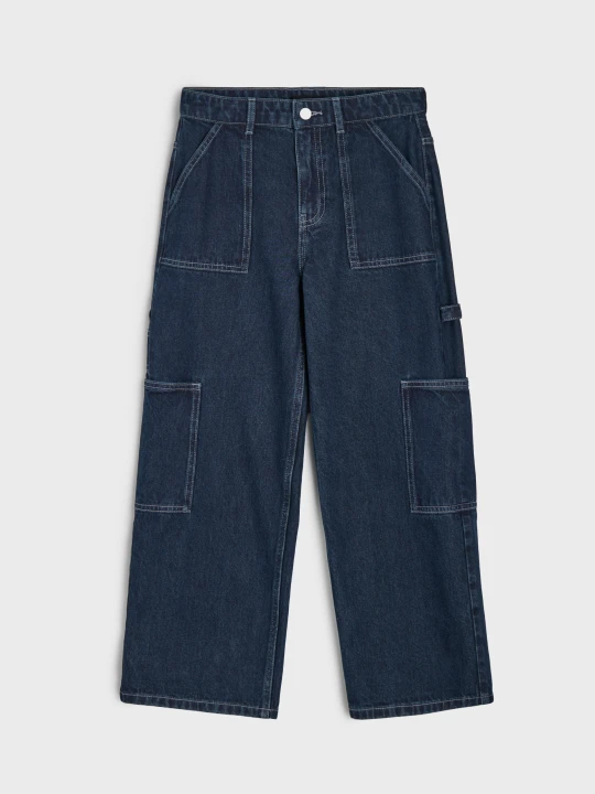 Zdjęcie produktu Sinsay - Bawełniane jeansy wide leg - niebieski