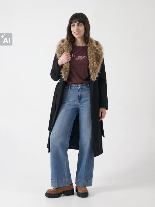 Zdjęcie produktu Sinsay - Bawełniane jeansy wide leg - turkusowy