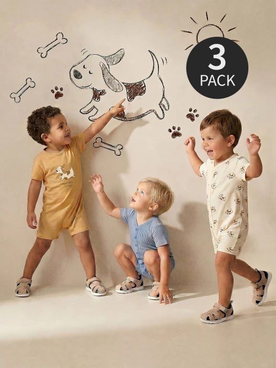 Zdjęcie produktu Sinsay - Bawełniane kombinezony letnie 3 pack - beżowy