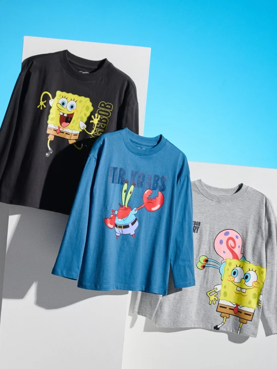 Zdjęcie produktu Sinsay - Bawełniane koszulki 3 pack SpongeBob - wielobarwny